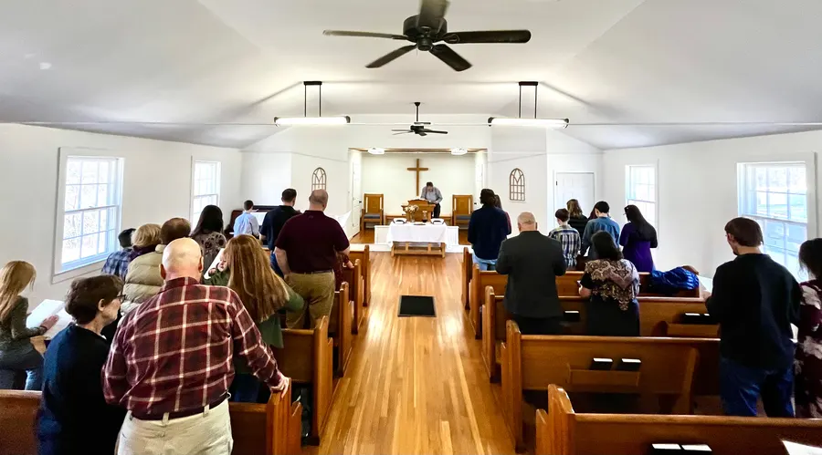 The congregation in worship